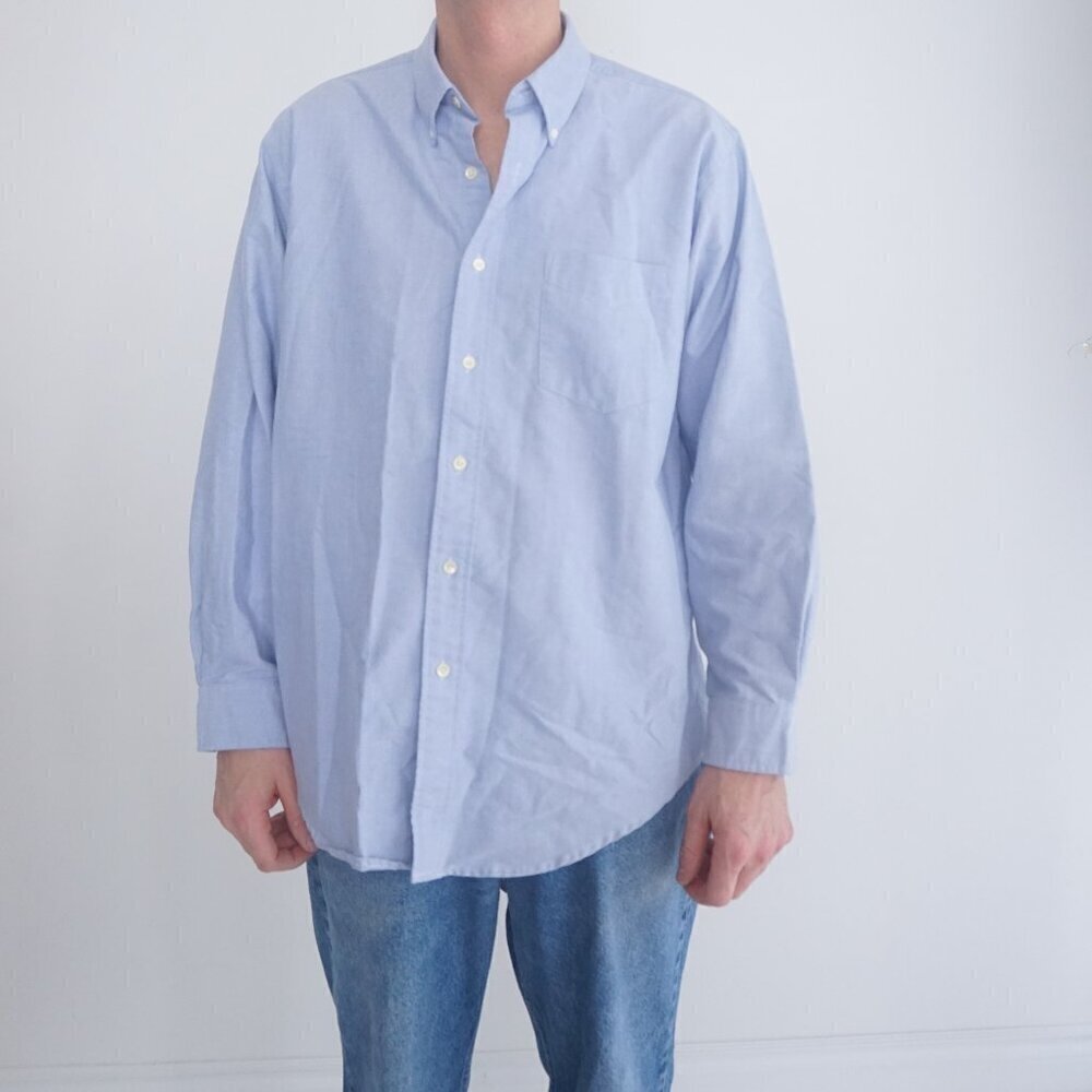 Vintage Cambridge Classics Blue 2 Ply Oxford Button Down Dress Shirt 16.5 32/33
